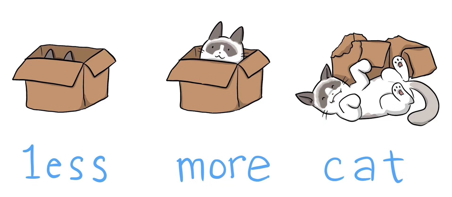 Less, more and cat